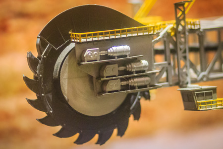 Bangkok-Thailand, July 15, 2017: View of old bucket wheel mining excavator model at the public Rock and Minerals Museum, Rama 6 road, Bangkokのeditorial素材