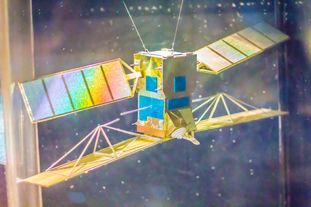 Bangkok, Thailand - November 4, 2017: Model of RADARSAT-1, a Canada's first commercial Earth observation satellite to obtain images of the Earth's surface at Bangkok Planetarium, Thailand.のeditorial素材