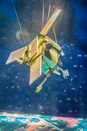 Bangkok, Thailand - November 4, 2017: Model of IKONOS, a commercial Earth observation satellite, and was the first to collect publicly available high-resolution at Bangkok Planetarium, Thailand.のeditorial素材
