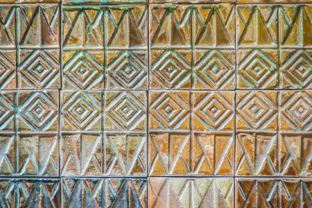 Colorful abstract mosaic ceramic tiles wall textured pattern for design and background. Abstract mosaic pattern of the porcelain ceramic tiles wall for background.の写真素材