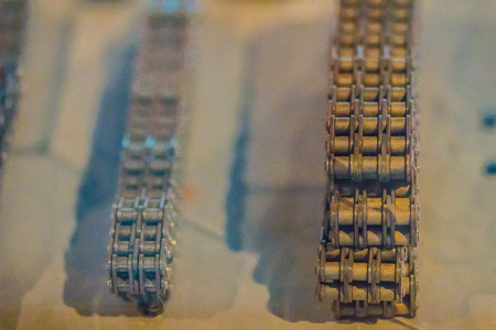 Sample product of roller chains with sprockets. Chains and sprocket of motorcycle wheel. 