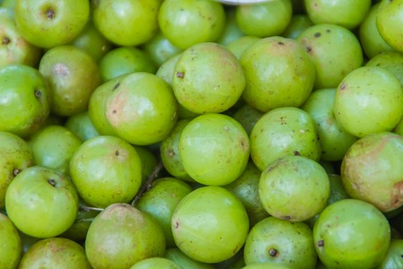 Indian gooseberry (Phyllanthus emblica), also known as emblic, emblic myrobalan, myrobalan, Indian...
