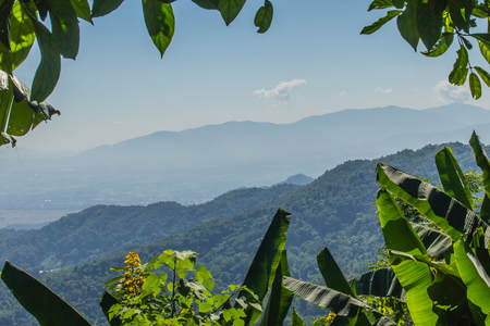 Beautiful viewpoint on Doi Tung hills in Chiang Rai Province, Thailand.の写真素材