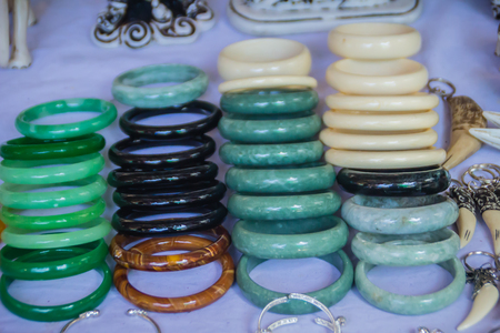 Beautiful handmade bracelet for sale at the local market in Thailand.の写真素材
