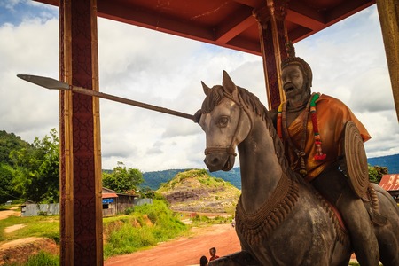 Preah Vihear, Cambodia - August 26, 2017: Warrior riding horse monument at Chong Arn Ma, Thai-Cambodia border crossing (called the An Ses border crossing in Cambodia) to Ubon Ratchathani, Thailand.のeditorial素材
