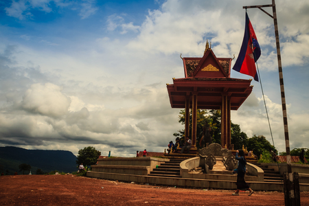 Preah Vihear, Cambodia - August 26, 2017: Warrior riding horse monument at Chong Arn Ma, Thai-Cambodia border crossing (called the An Ses border crossing in Cambodia) to Ubon Ratchathani, Thailand.のeditorial素材