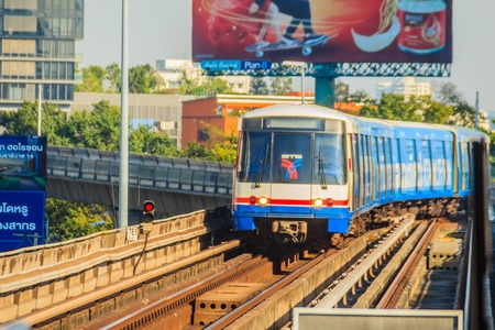 Bangkok, Thailand - December 21, 2017: Bangkok Mass Transit System (BTS) public skytrain at BTS sky train station, Bangkok, Thailand. At present, BTS is become the main transportation in Bangkokのeditorial素材