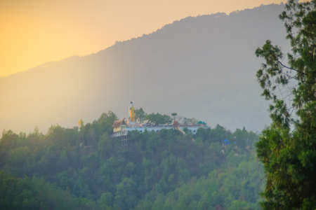 Sunset in the valley. Calm valley during dawn with sunrise in the morning.の写真素材