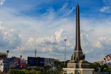 Bangkok, Thailand - September 22, 2018: Victory Monument (Anusawari Chai Samoraphum) in Bangkok, Thailand. The monument was erected to commemorate the Thai victory in the Franco-Thai War.のeditorial素材