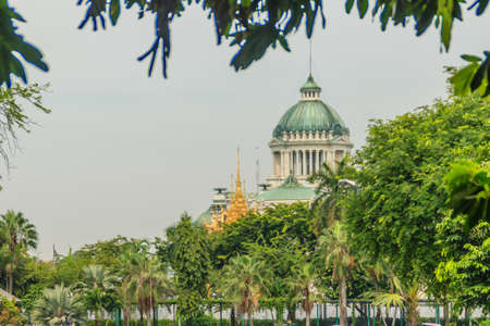 Beautiful architecural of the Ananta Samakhom Throne Hall, view from Dusit zoo (now closed). The architecture of the Neo-Renaissance and Neoclassical (Neo classic) by decorating the throne with marbleの写真素材