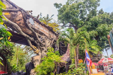 Bangkok, Thailand - September 22, 2018: Front view of the entrance gate from the street of the Dusit public zoo (now closed), Bangkok, Thailand.のeditorial素材