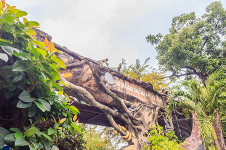 Bangkok, Thailand - September 22, 2018: Front view of the entrance gate from the street of the Dusit public zoo (now closed), Bangkok, Thailand.のeditorial素材
