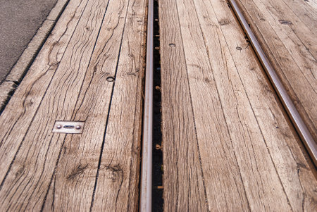 Old wooden sleepers are laid between the rails. the Jungfrau region Bern Switzerlandの写真素材