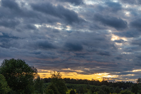 Evening summer landscape in Central Russia. Tula region. Russiaの写真素材