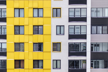 Beautiful facades in a modern residential building. Moscow Russiaの写真素材
