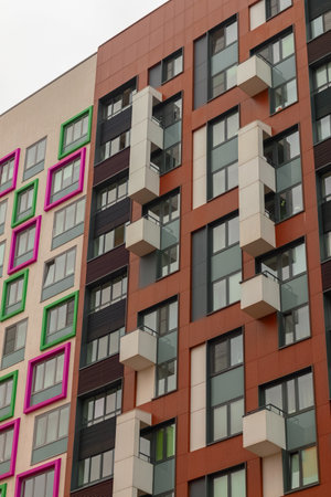 bright facade of a modern apartment building, apartment complex. Moscow, Russia