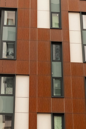 bright facade of a modern apartment building, apartment complex. Moscow, Russia
