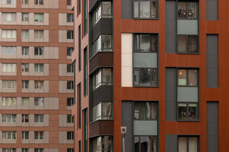 bright facade of a modern apartment building, apartment complex. Moscow, Russia