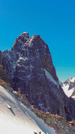 Petit drew peak 3733 m in the Mont Blanc massif. mountain landscape. Chamonix France