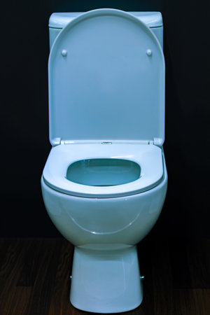 New toilet compact, on a dark background. close up