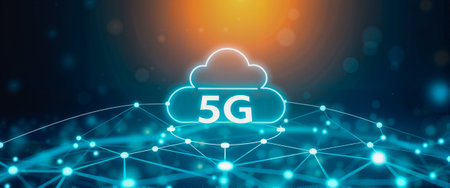 5G cloud technology connection visualizedの写真素材