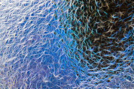 An artistic abstraction made up of an interweaving of thin multicolored lines. for design, creativity and imagination to use as Wallpaper for screens or devicesの写真素材