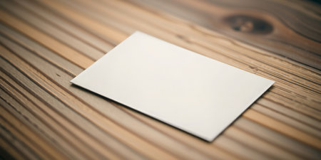 Blank card on wooden surface. generated by ai