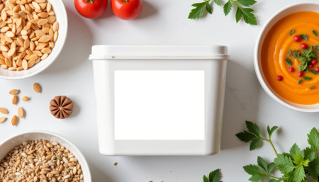 Minimalist food storage canister with fresh ingredients, culinary simplicity. generated by aiの写真素材