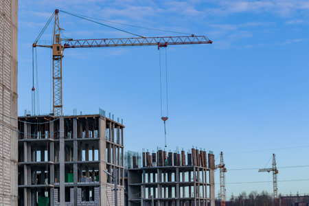 Construction of a new residential complex. Tula city Tula region, Russia. November 2021の写真素材