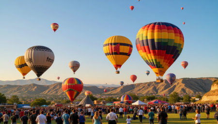 Colorful Hot Air Balloon Festival at Sunset, Celebration. generated by aiの素材