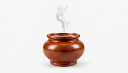 Traditional incense burner with rising smoke, calming atmosphere. generated by aiの素材