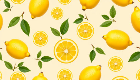 Vibrant lemon and citrus pattern on sunny background, fresh design. generated by ai