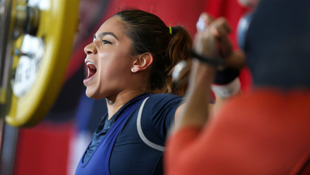 Determined athlete lifting weights in gym, strength and perseverance. generated by ai