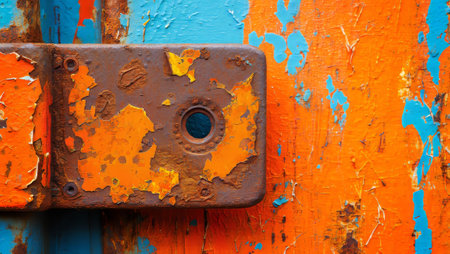 Rusty metal on colorful painted surface. generated by aiの素材