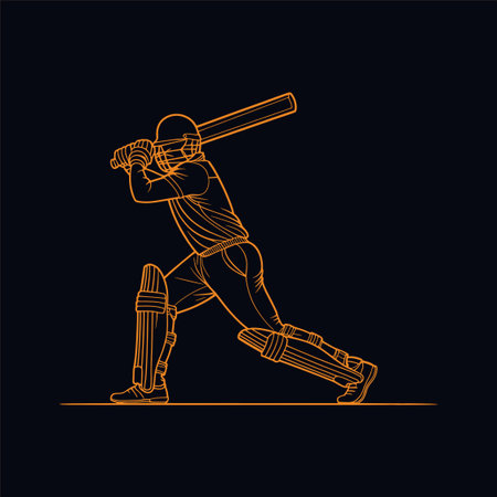Cricket player batsman action cartoon sport graphic vector background.の写真素材