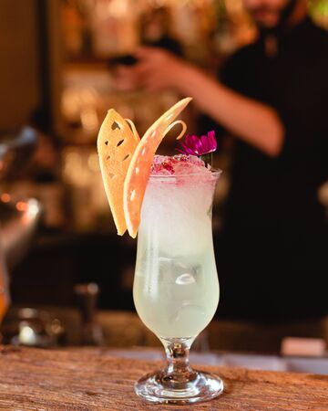 butterfly decorated white cocktailの写真素材
