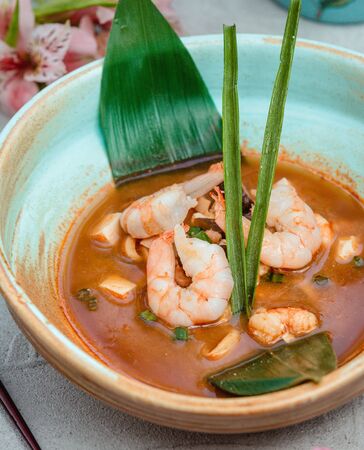 tiger prawns in spicy sauceの写真素材