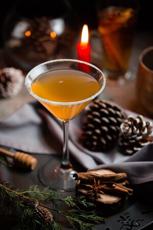 orange and cinnamon flavored cocktailの写真素材