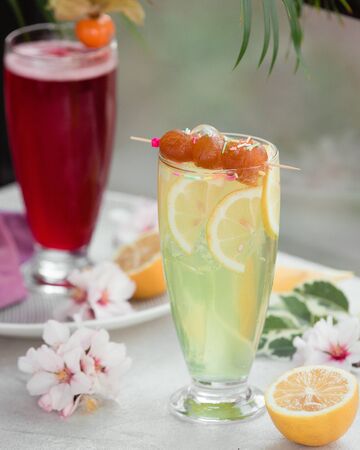 Cooling juice with lemonの写真素材