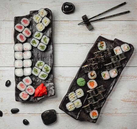 Various sushi sets top view 1の写真素材