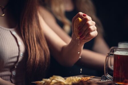 Drops of lemon juiceの写真素材