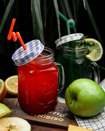 Homemade ice tea with strawberryの写真素材