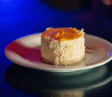 slice of white cake in the plateの写真素材