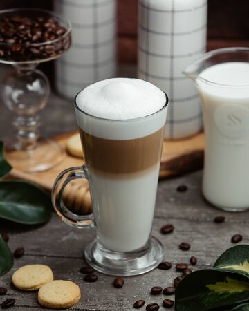 glass of cappuccino with creamの写真素材