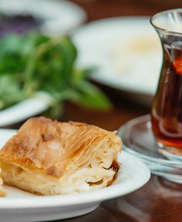 close up of turkish cheese water bourakの写真素材