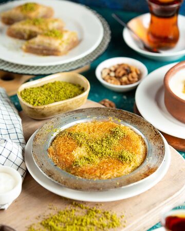 turkish traditional kunefe in the plateの写真素材