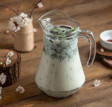 summer beverage with green on the table