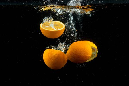 fresh lemon in the waterの写真素材