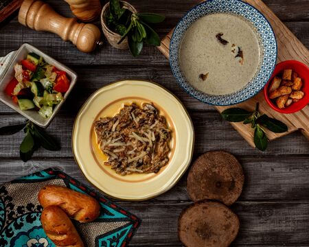 fried mushrooms with cheese and mushroom soup
