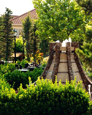 brick stove standing in the gardenの写真素材